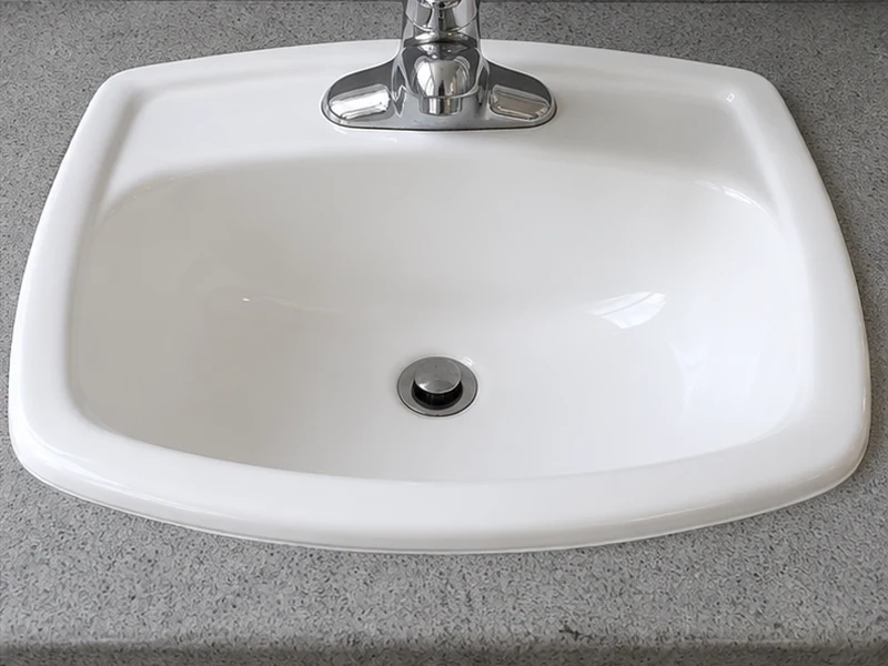 Same porcelain bathroom sink reglazed glossy white in a Mt. Eden bungalow, Hayward